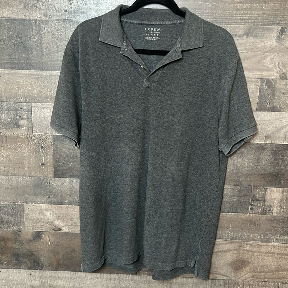 Gray J. Crew Slim Fit Short Sleeve Polo Shirt